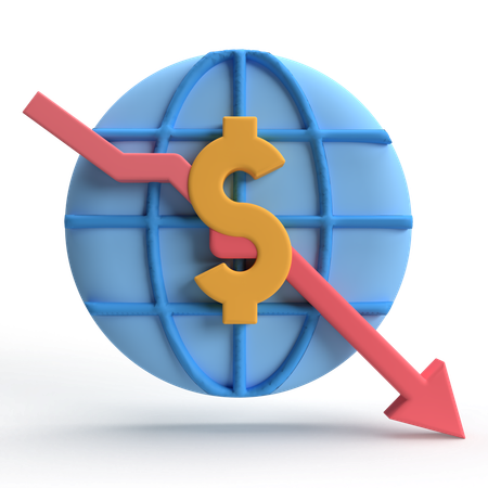 Déclin de l'économie mondiale  3D Icon