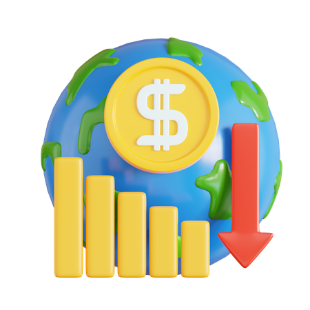 Déclin de l'économie mondiale  3D Icon