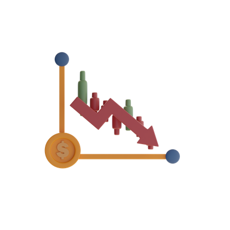 Declining Stock Value  3D Icon