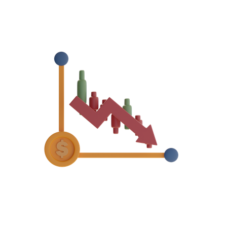 Declining Stock Value  3D Icon