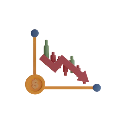 Declining Stock Value  3D Icon