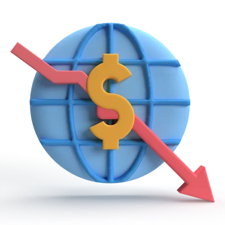 Caída de la economía mundial  3D Icon