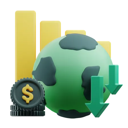 Caída de la economía mundial  3D Icon