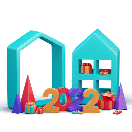 Decoração de Ano Novo 2022  3D Illustration