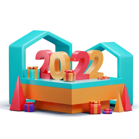 Decoração de Ano Novo 2022  3D Illustration