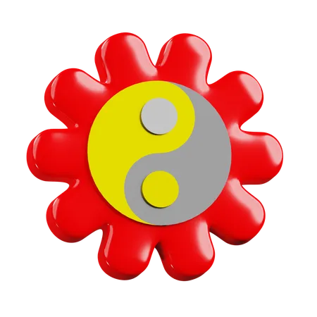 Decoração de flores com yin e yang  3D Icon