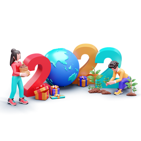 Decoración de año nuevo  3D Illustration