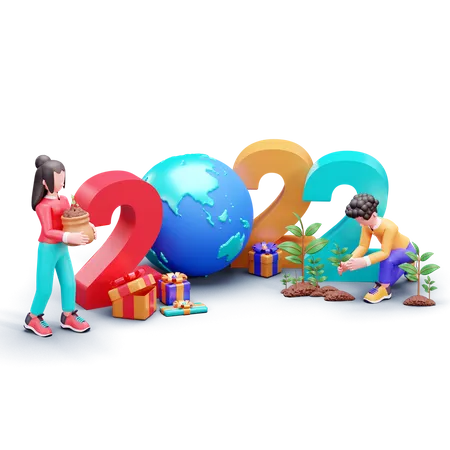 Decoración de año nuevo  3D Illustration