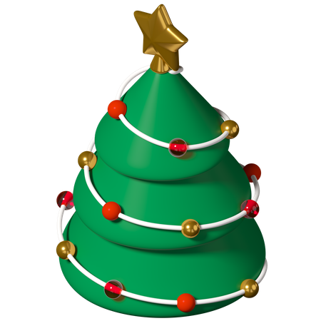 Decorated Christmas tree 3D Illustration