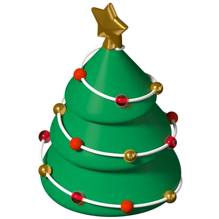 Decorated Christmas tree  3D Illustration