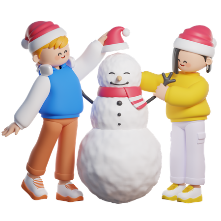 Decorating Snowman  3D Illustration