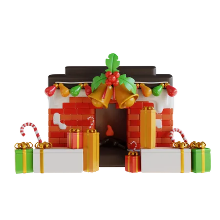 Décoration de Noël et coffret cadeau  3D Illustration