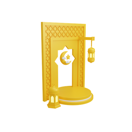 Décoration islamique avec podium  3D Illustration