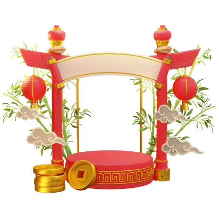 Décoration de podium chinois  3D Illustration