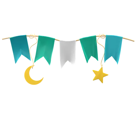 Illustration Of A Decorative Flag For A Ramadan Event 3D Icon