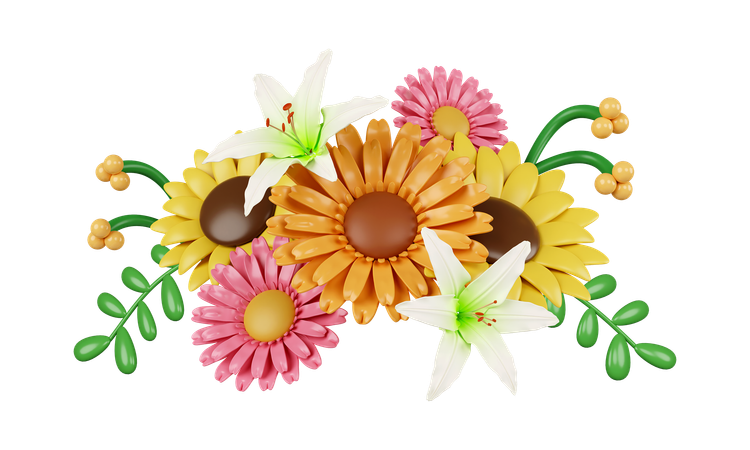 Decorative Flowers  3D Icon