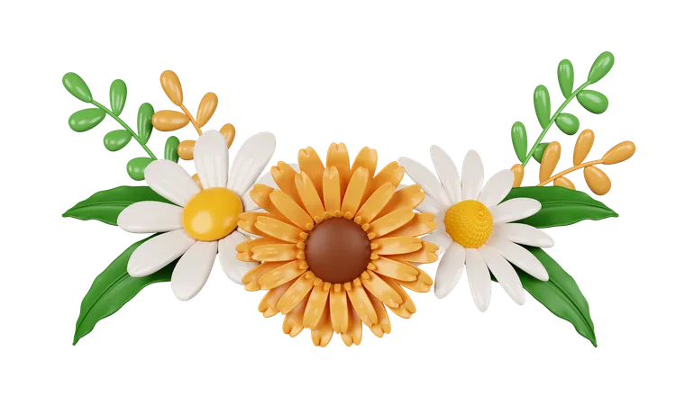 Decorative Flowers  3D Icon