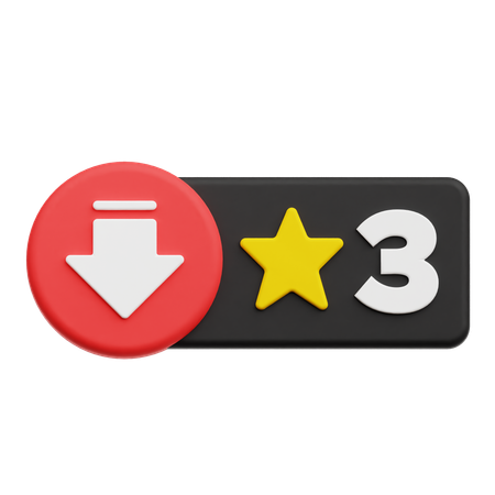 Decrease 3 Star Review  3D Icon