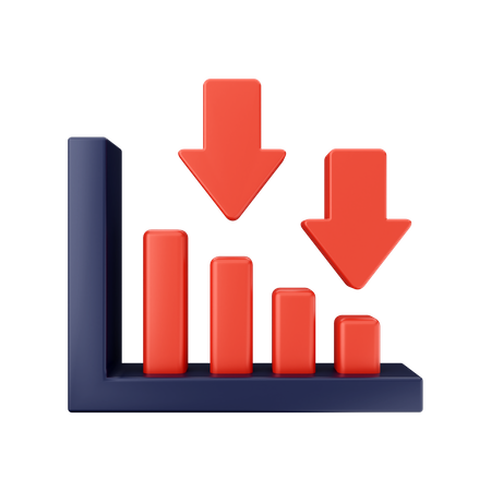 Decrease Bar Chart  3D Icon