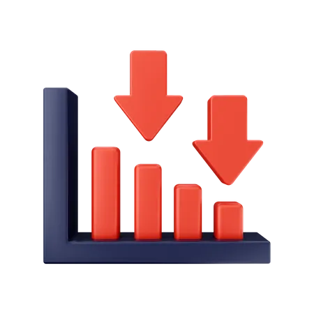 Decrease Bar Chart  3D Icon