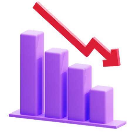 Decrease Bar Chart 3D Icon
