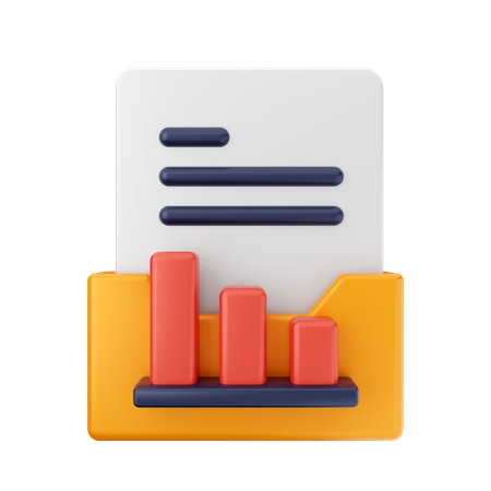 Decrease Bar Chart Folder  3D Icon