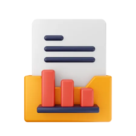 Decrease Bar Chart Folder  3D Icon