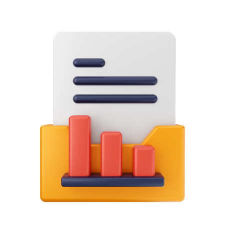 Decrease Bar Chart Folder  3D Icon