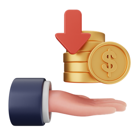 Decrease Coin Dollar  3D Icon