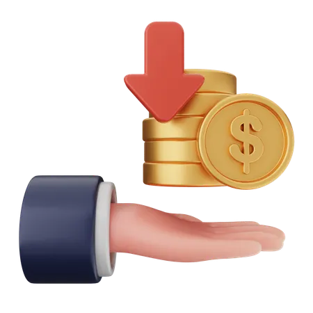 Decrease Coin Dollar  3D Icon