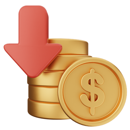 Decrease Coin Money  3D Icon