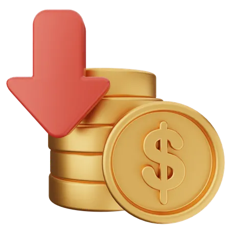 Decrease Coin Money  3D Icon