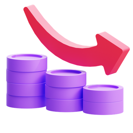 Decrease Coins Stack 3D Icon