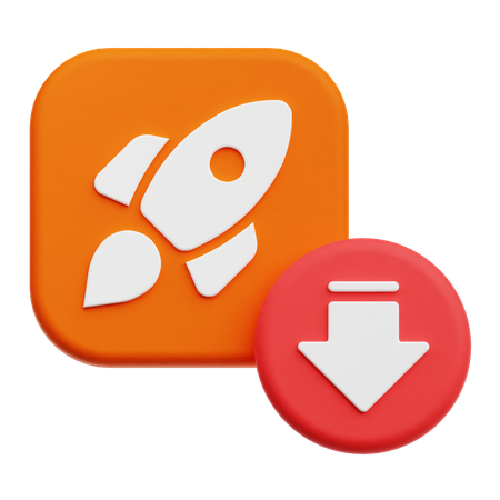 Decrease Rocket Launch  3D Icon