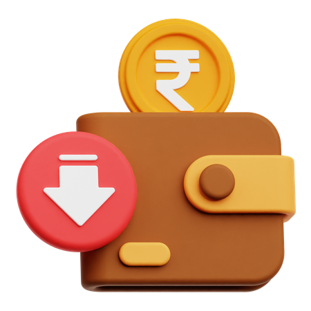 Decrease Rupee Wallet 3D Icon