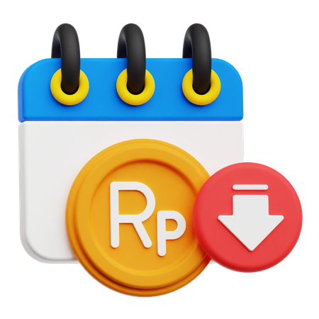 Decrease Rupiah Calendar  3D Icon