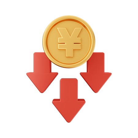Decrease Yen  3D Icon