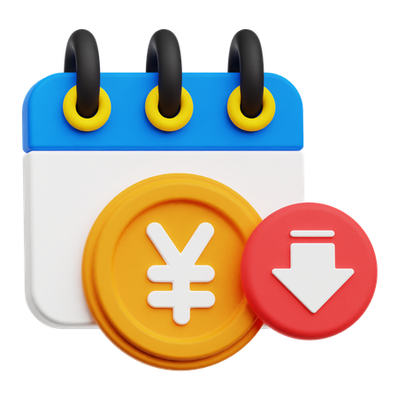 Decrease Yen Calendar  3D Icon