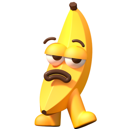 Banane déçue  3D Illustration