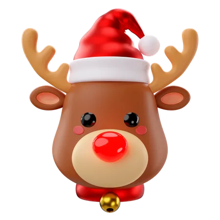 3 D Rendering Of Christmas Rudolph Reindeer Icon 3D Icon