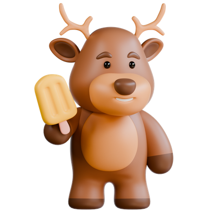 Deer bring Ice Cream  3D Icon