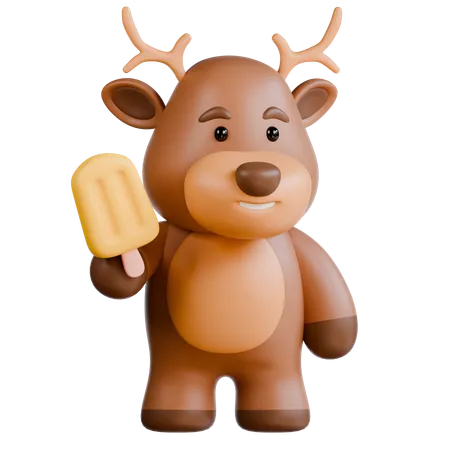 Deer bring Ice Cream  3D Icon