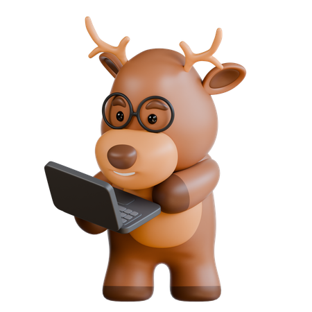 Deer Bring Laptop  3D Icon