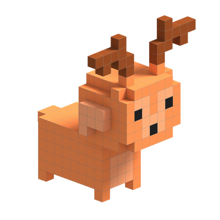 Deer Cute Voxel Art  3D Icon