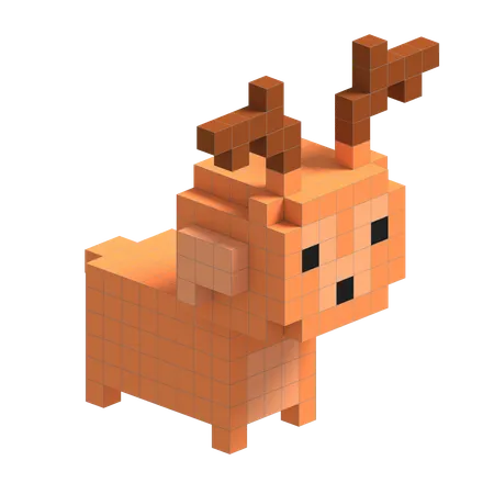 Deer Cute Voxel Art  3D Icon