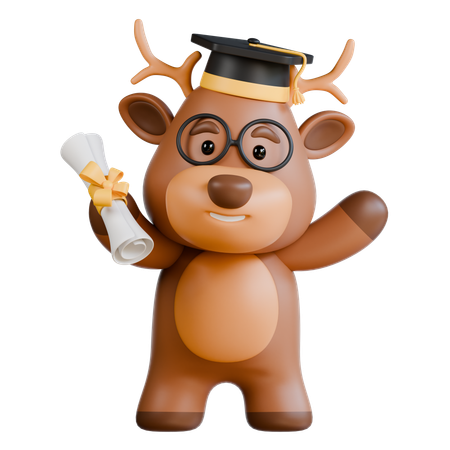 Deer Graduation  3D Icon