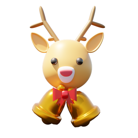 Deer Head Ribbon And Bell  3D Icon