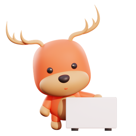 Deer Holding Placard 3D Illustration