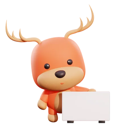 Deer Holding Placard  3D Illustration