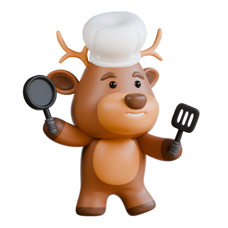 Deer is cooking  3D Icon